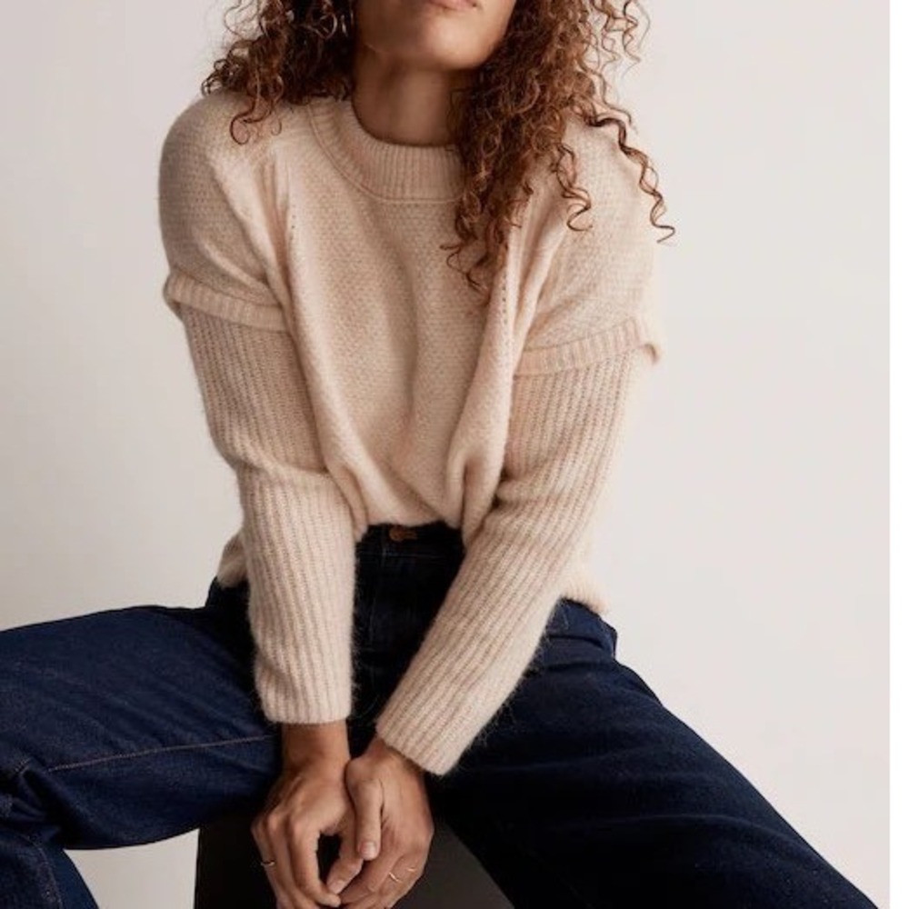 Madewell Sweater Cream Alpaca Wool Havener Cable Knit Size 2XL Oversized - Picture 1 of 8